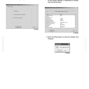 May include: A page from a manual detailing the Vehicle Health Monitoring System (VHMS). It shows screenshots of software interfaces with options to review settings and confirm actions. Text includes instructions and system information.