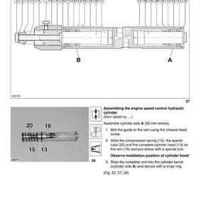 Peut inclure: Sch&eacute;ma des v&eacute;rins hydrauliques pour hydraulique basse pression, avec des pi&egrave;ces &eacute;tiquet&eacute;es. Comprend une vue &eacute;clat&eacute;e des composants, tels qu'un ressort de compression, un tube d'espacement et une culasse. Le texte comprend des instructions de montage.