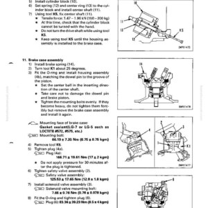 May include: Diagram of a swing motor disassembly and assembly process, with detailed instructions and illustrations. Includes torque specifications in Newton-meters and kilograms, and diagrams of various components.