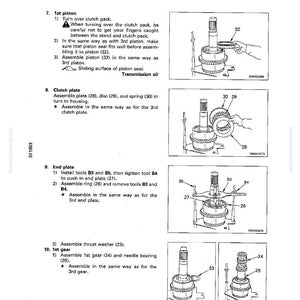 Op de afbeelding: Een gedetailleerde technische tekening uit een handleiding, getiteld "Demontage en montage" en "Koppeling". De zwart-wit illustraties tonen stappen voor het monteren en demonteren van mechanische componenten, met tekst.