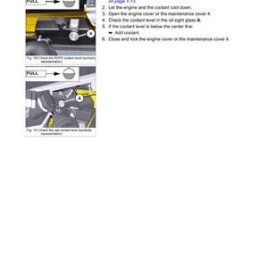Pu&ograve; includere: Pagina di un manuale di manutenzione Wacker Neuson con istruzioni per il controllo del livello del liquido di raffreddamento. La pagina include diagrammi e testo. Il testo include passaggi e diagrammi per controllare il livello del liquido di raffreddamento.