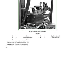 Op de afbeelding: Diagram van een Blade Pilot Valve-assemblage met genummerde componenten en een legenda. De afbeelding bevat een afdekking, schroefdoppen en de klep zelf. Tekst bevat het modelnummer en instructies voor verwijdering.