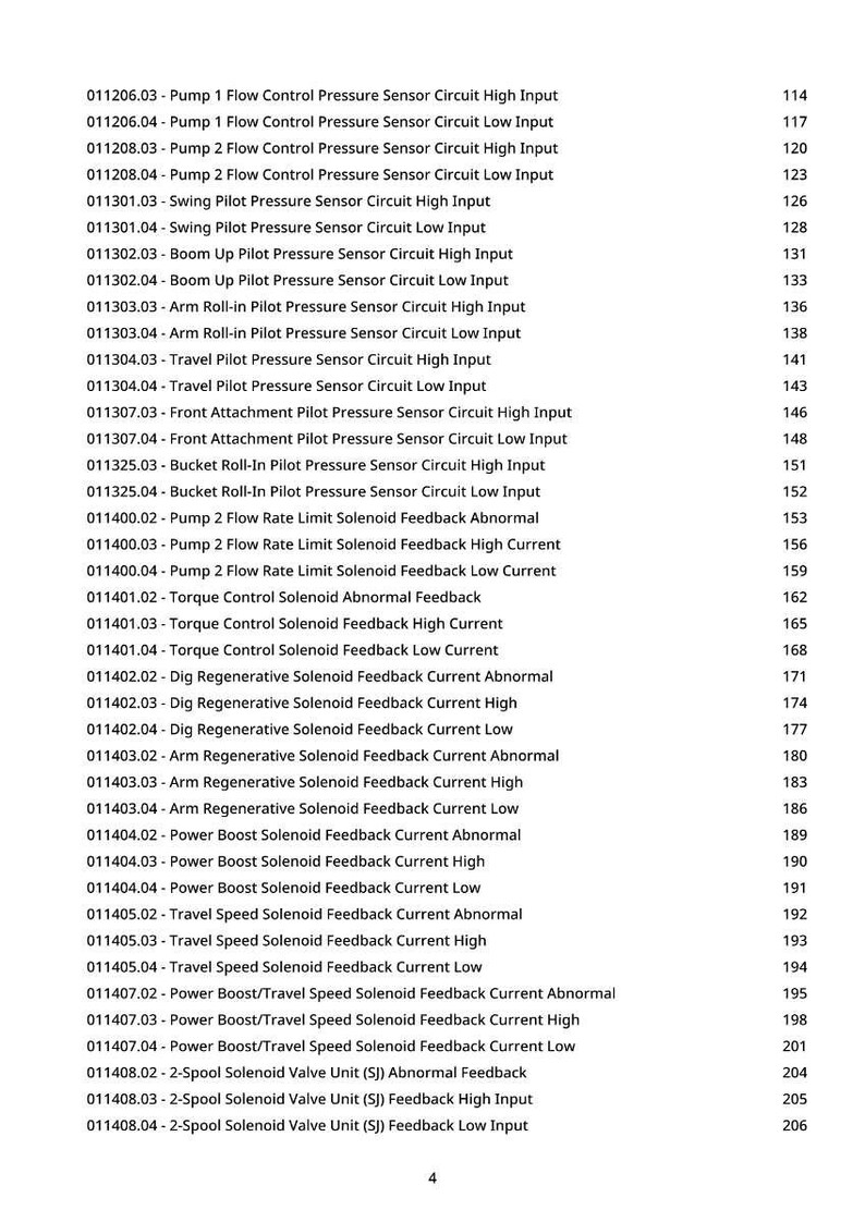 Peut inclure: Une liste de codes d'erreur d'&eacute;quipement et leurs descriptions, concernant les probl&egrave;mes de pompes, de capteurs et de r&eacute;troaction des sol&eacute;no&iuml;des. Le texte est organis&eacute; en deux colonnes, avec les codes et les descriptions.