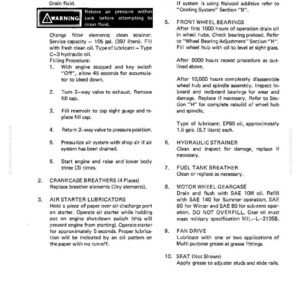 May include: A page from a maintenance manual detailing a 1000-hour maintenance schedule. The text includes instructions for hydraulic reservoir, crankcase breathers, air starter lubricators, radiator, front wheel bearings, and more. The manual is for a Komatsu machine.