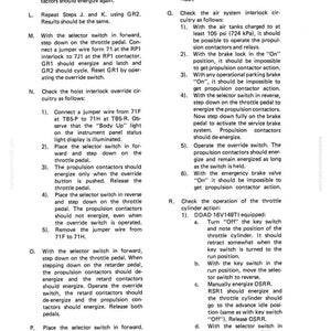 May include: A page from a manual with detailed instructions and diagrams for machinery operation. The text includes steps for checking and adjusting various systems, with specific component references and technical terms.