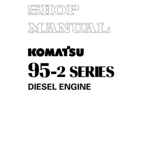 May include: A white manual cover with the text "SHOP MANUAL" in outlined font. Below, the black text reads "KOMATSU 95-2 SERIES DIESEL ENGINE". The top right corner has the text "SEBM018803".