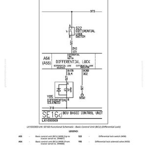 May include: Diagram of a SE16d BCU Basic Control Unit (Differential Lock) schematic. The diagram includes labels for components like the differential lock switch, solenoid valve, and control unit, with reference numbers.