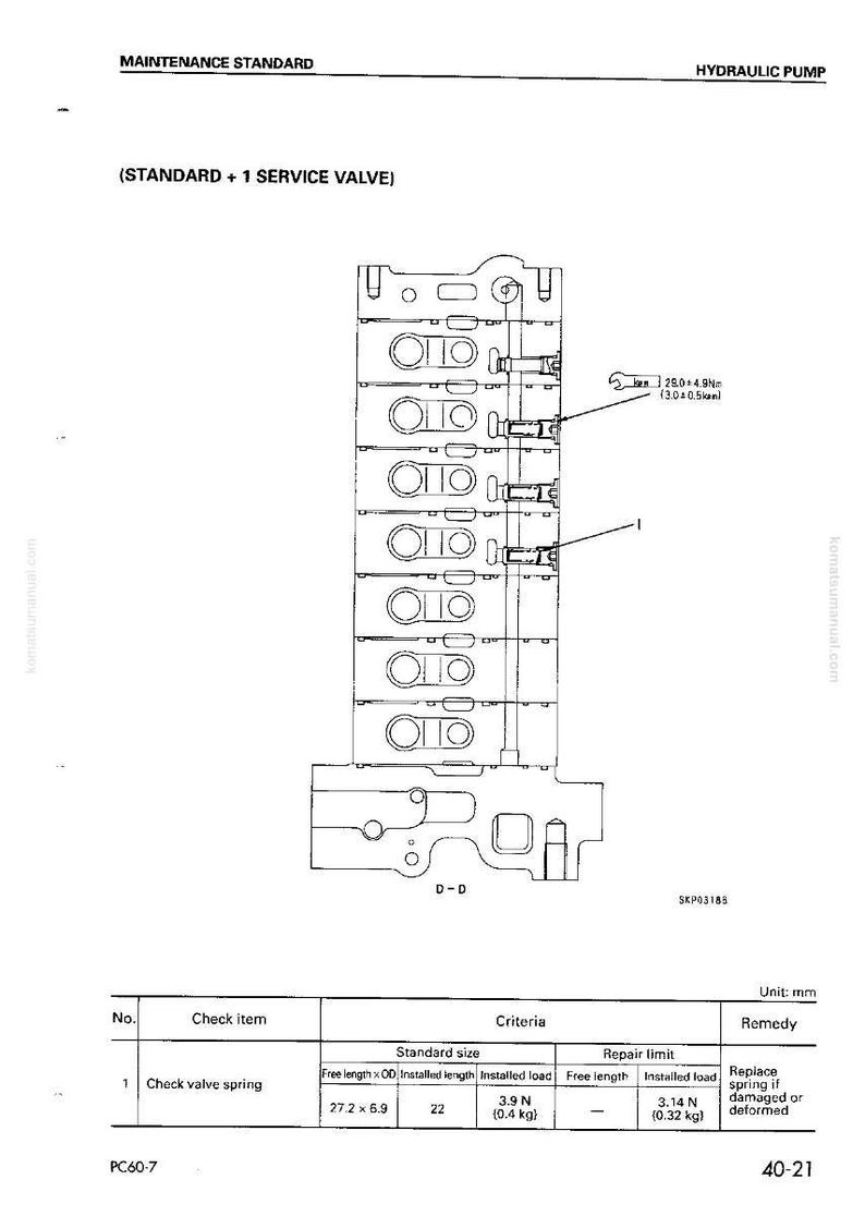 May include: Diagram of a hydraulic pump with detailed mechanical components. The image includes a schematic of the pump's internal structure, with labels and measurements in millimeters. Text includes "MAINTENANCE STANDARD" and "HYDRAULIC PUMP".