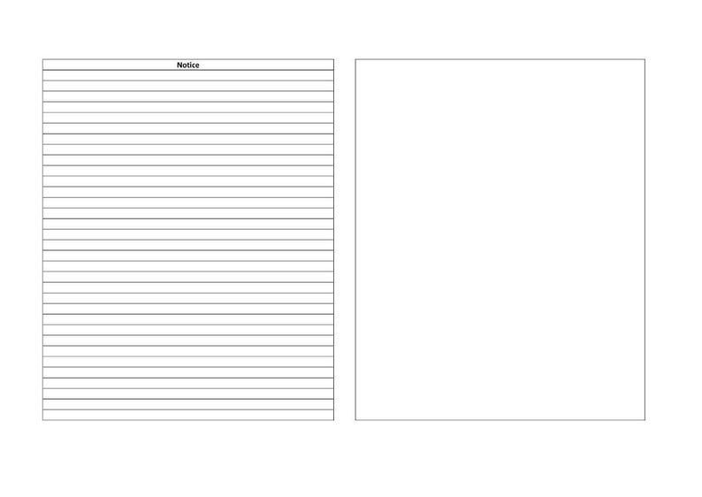 May include: A white sheet of paper with horizontal lines on the left side and a blank white space on the right. The word "Notice" is printed at the top of the lined section.