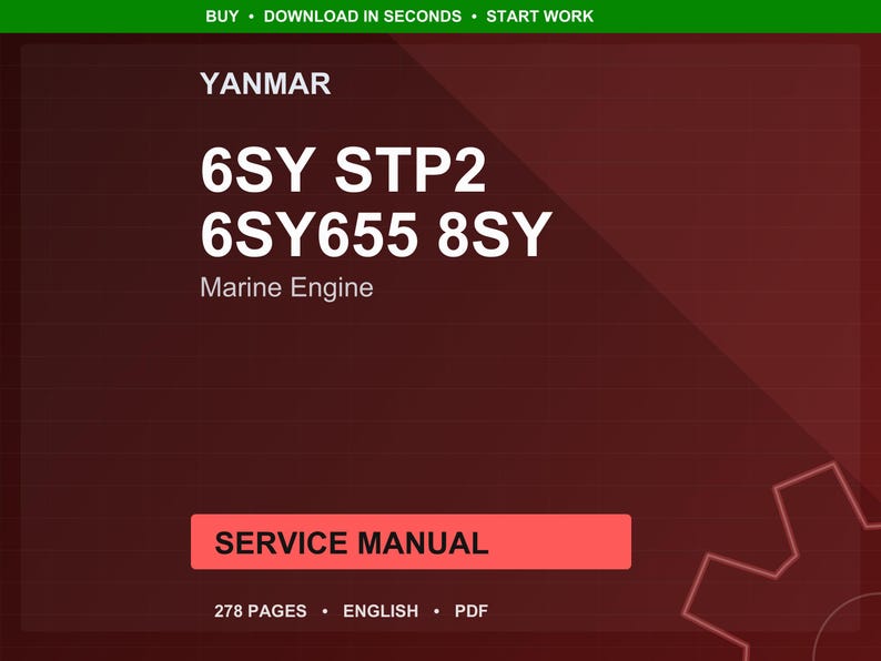 Yanmar 6Sy stp2 6sy655 8sy Marine engine Service Manual PDF | Workshop Repair | Instant Download image 1