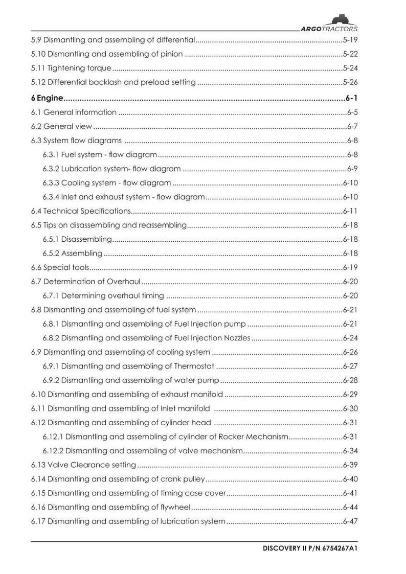 May include: A detailed table of contents from a manual for a Discovery II vehicle, with sections on engine components, fuel systems, and cooling systems. The document includes page numbers and technical specifications.