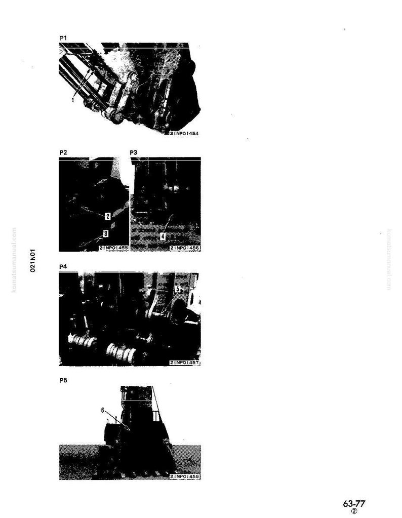 May include: A technical diagram with multiple detailed views of machinery components. The image is in black and white, with labels and numbers identifying various parts. The diagram is from a manual, as indicated by the text and numbering.