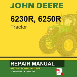 John Deere 6230R, 6250R traktor reparationsmanual PDF | Serviceverkstad | Direkt nedladdning bild 1