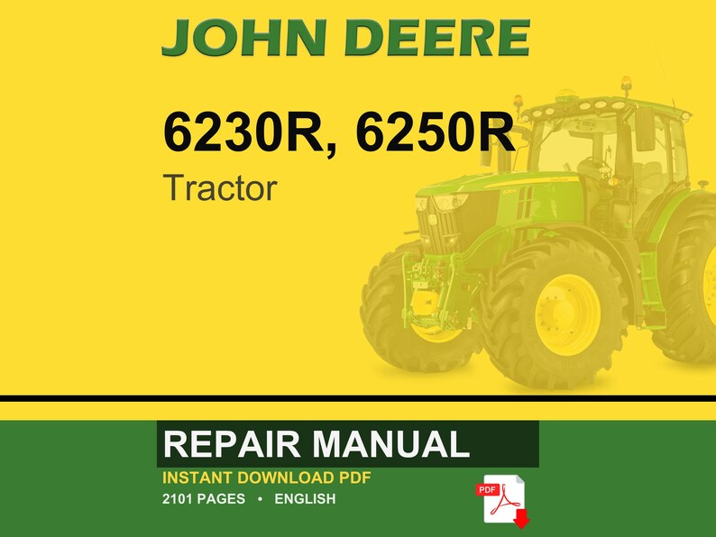 John Deere 6230R, 6250R traktor reparationsmanual PDF | Serviceverkstad | Direkt nedladdning bild 1