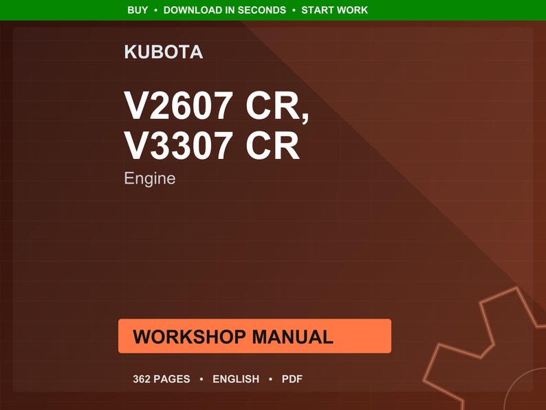 Kubota V2607 cr v3307 cr Engine Workshop Manual PDF | Service Repair | Instant Download image 1