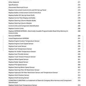 May include: A page from a manual with a list of automotive repair procedures, including sensor replacements and electrical circuit diagnostics. The text is in black font on a white background, with page numbers on the right.