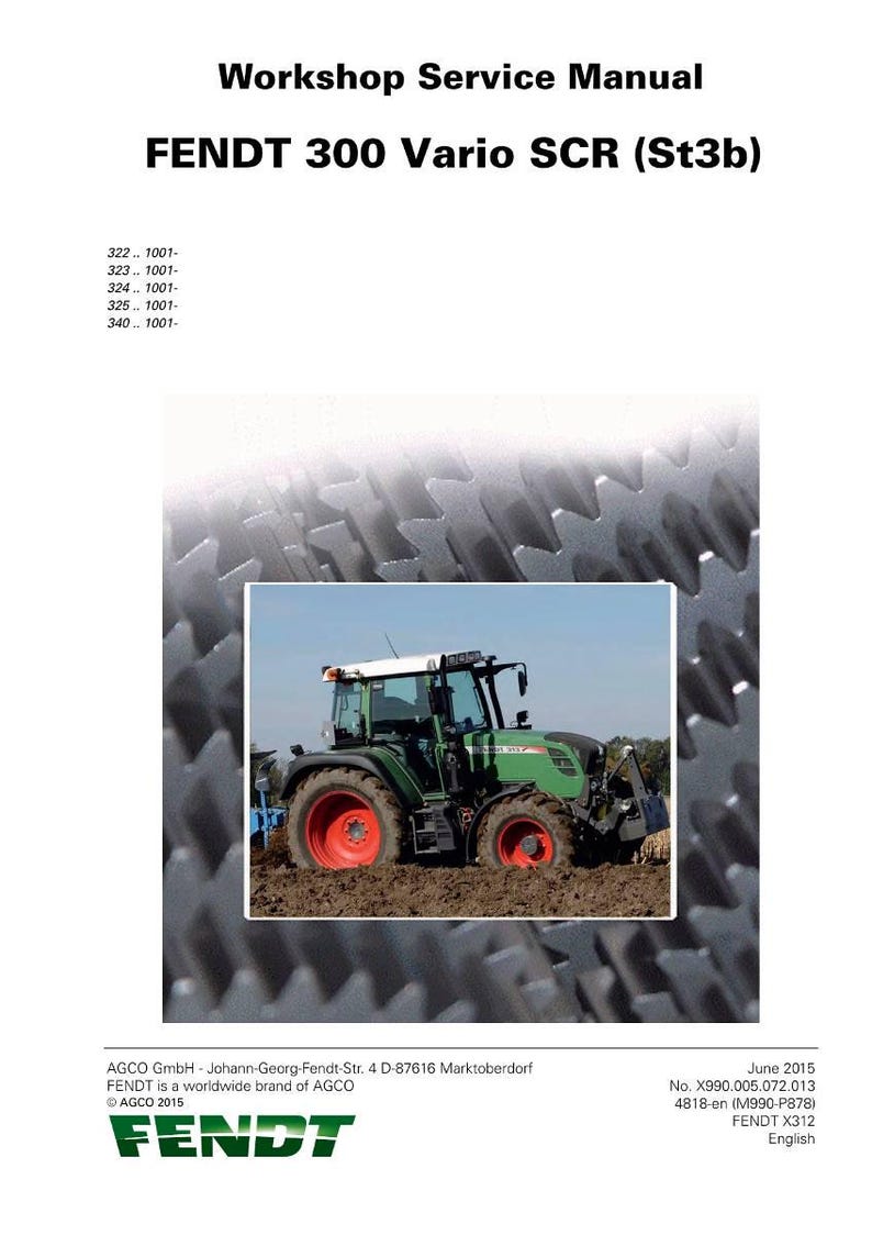 Fendt 300 Vario scr stage 3b Tractor Workshop Manual PDF | Service Repair | Instant Download image 2