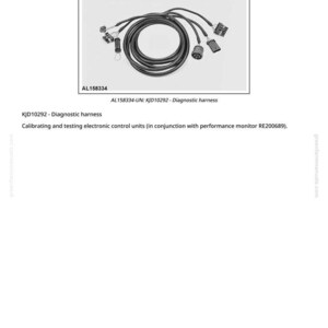 May include: A diagnostic harness, labeled KJD10292, featuring a circular arrangement of black cables with multiple connectors. The image includes the text "AL158334" and "AL158334-UN: KJD10292 - Diagnostic harness".