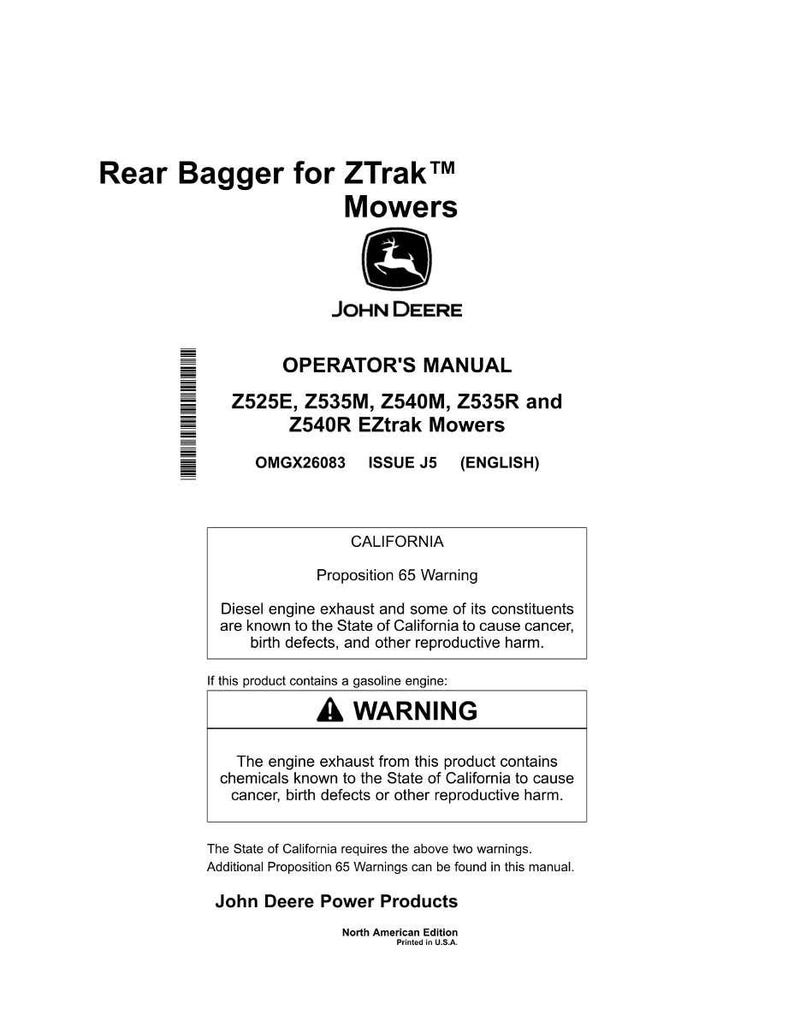 John Deere Z525e, Z535m, Z535r, Z540m, Z540r, 48 & 54 Inch Ztrak Mower Operator Manual PDF | Owners Guide | Instant Download image 3