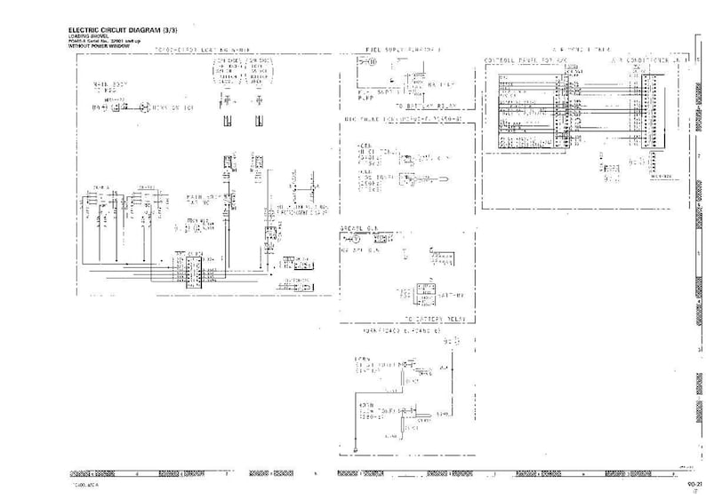Peut inclure: Diagramme de circuit &eacute;lectrique d&eacute;taill&eacute; (3/3) en noir et blanc avec texte, lignes et symboles. Le diagramme comprend des &eacute;tiquettes telles que &laquo;&nbsp;FUEL SUPPLY&nbsp;&raquo; et &laquo;&nbsp;CONTROL PANEL TEST UNIT&nbsp;&raquo;.