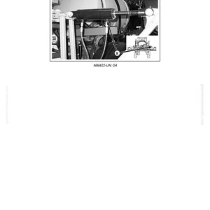 May include: Diagram of a right boom leveling cylinder orifice. The image shows a close-up of the machinery with the text "O4 - Right Boom Leveling Cylinder Orifice" at the top. The diagram includes a smaller inset image and the text "N86822-UN: O4".