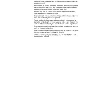 Op de afbeelding: Een pagina uit een Weidemann-handleiding met de titel "Inleiding" en "1.2 Veiligheidsinstructies". De tekst beschrijft de kwalificaties van het personeel, inclusief de vereisten voor training en expertise voor voertuigonderhoud en -reparatie. Het paginanummer is 11.