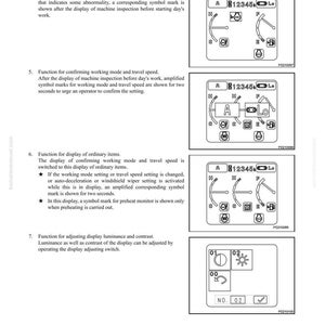 May include: A page from a manual detailing a multi-monitor panel. The text includes instructions on testing and adjusting the display, with diagrams showing various symbols and settings. The clearance is 0.39 - 1.18 inches.
