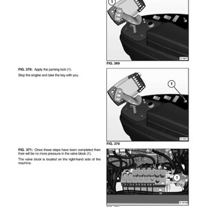 Pode incluir: Diagramas de um manual mostrando as etapas para uma bomba de acionamento do cabe&ccedil;alho. As imagens mostram o interruptor de &acirc;ngulo do cabe&ccedil;alho, a trava de estacionamento e o bloco de v&aacute;lvulas. O texto inclui instru&ccedil;&otilde;es.