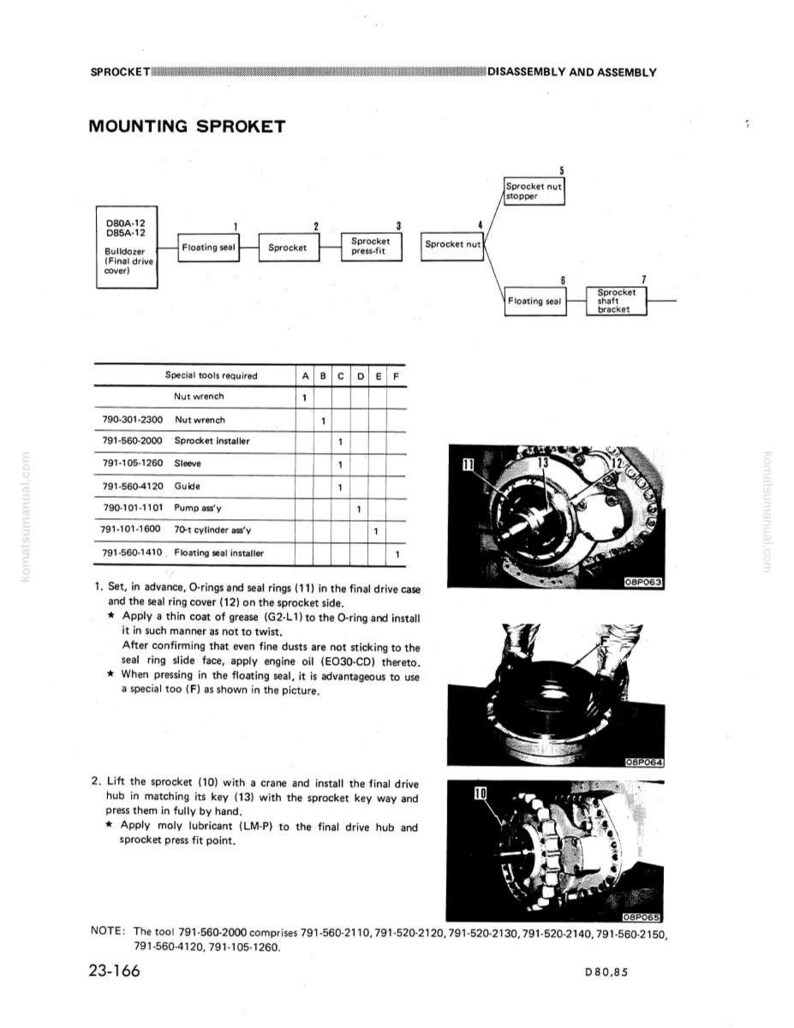 May include: Technical diagram illustrating sprocket assembly and disassembly. Includes a parts list, tool requirements, and diagrams. The image provides detailed instructions for mechanical assembly.