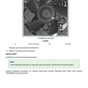 Puede incluir: Diagrama de un conjunto de aspas de ventilador con un cubo central y m&uacute;ltiples aspas. La imagen incluye etiquetas para los tornillos de la tapa y la propia aspa del ventilador, junto con texto que describe los procedimientos de extracci&oacute;n e instalaci&oacute;n.