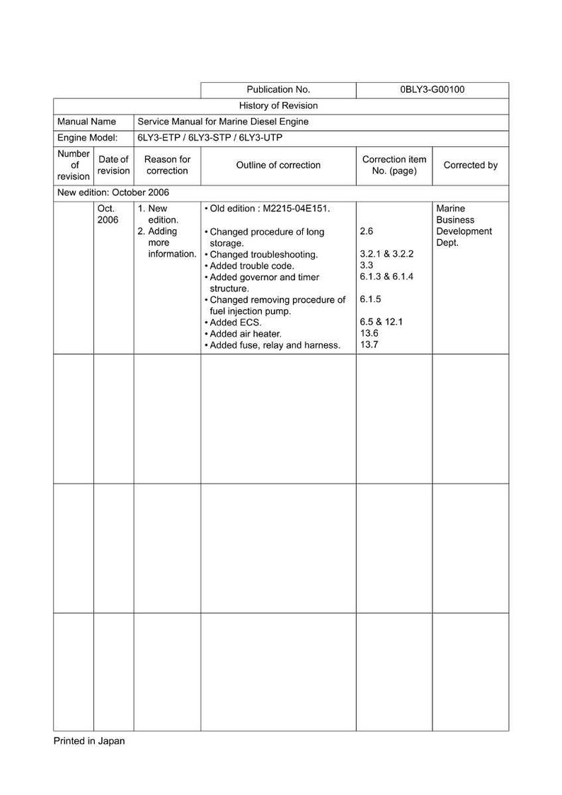 Manuale di servizio per motore marino Yanmar 6Ly3 etp stp utp in formato PDF / Riparazione in officina / Download immediato immagine 2