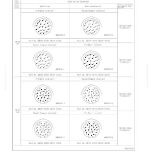 Puede incluir: Diagrama t&eacute;cnico del conector de la serie HD30, que muestra los terminales de clavija y z&oacute;calo. Incluye n&uacute;meros de pieza y diagramas para la soluci&oacute;n de problemas. La imagen es una ilustraci&oacute;n t&eacute;cnica en blanco y negro.