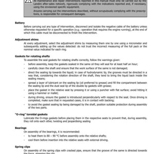May include: A page from a manual with the title "GENERAL INSTRUCTIONS" and the section number "SECTION 1001". The text includes warnings, instructions for battery, adjustment shims, gaskets, and bearings.