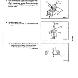 Pode incluir: Diagramas de um manual de repara&ccedil;&atilde;o mostrando a repara&ccedil;&atilde;o e substitui&ccedil;&atilde;o de pe&ccedil;as. Os diagramas mostram como substituir as sedes das v&aacute;lvulas, incluindo medi&ccedil;&otilde;es em mil&iacute;metros.