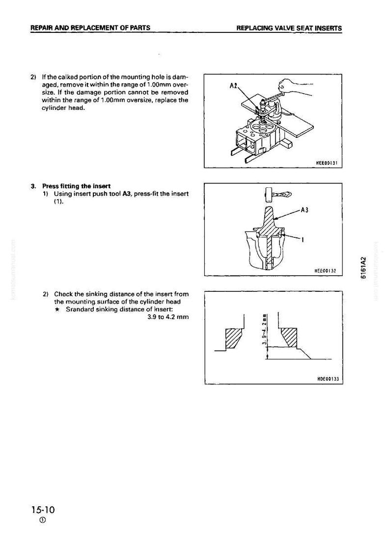 Pode incluir: Diagramas de um manual de repara&ccedil;&atilde;o mostrando a repara&ccedil;&atilde;o e substitui&ccedil;&atilde;o de pe&ccedil;as. Os diagramas mostram como substituir as sedes das v&aacute;lvulas, incluindo medi&ccedil;&otilde;es em mil&iacute;metros.