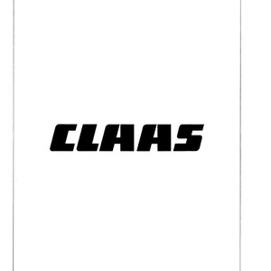 May include: A black logo of the brand "CLAAS" is centered on a white background. The letters are bold and stylized, with a modern, blocky font. The image is simple and clean.