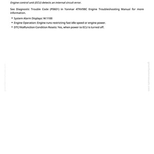 Pu&ograve; includere: Una pagina bianca con testo nero che descrive in dettaglio un errore di cancellazione della memoria EEPROM (P0601). Il testo include informazioni diagnostiche, visualizzazioni di allarme di sistema e dettagli sul funzionamento del motore. Il numero di pagina &egrave; 128.