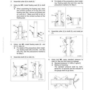 May include: Diagrams and instructions for the disassembly and assembly of a mechanical component. The image includes detailed illustrations of parts, tools, and assembly steps, with labels and annotations for clarity.