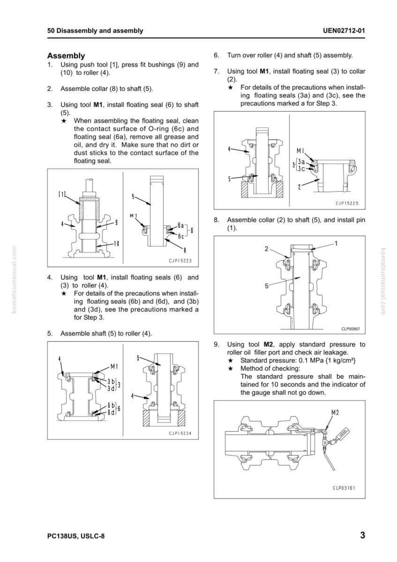 May include: Diagrams and instructions for the disassembly and assembly of a mechanical component. The image includes detailed illustrations of parts, tools, and assembly steps, with labels and annotations for clarity.
