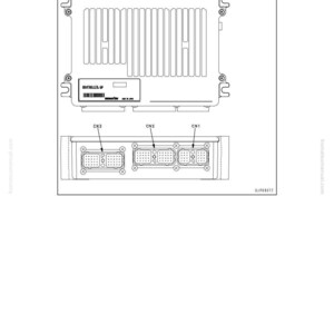 Peut inclure: Sch&eacute;ma d'un contr&ocirc;leur de papillon des gaz et de pompe de moteur. L'image montre un appareil rectangulaire avec une s&eacute;rie de lignes verticales sur la partie sup&eacute;rieure. En dessous, trois connecteurs &eacute;tiquet&eacute;s CN1, CN2 et CN3. Le texte "ENGINE THROTTLE AND PUMP CONTROLLER" est en haut.