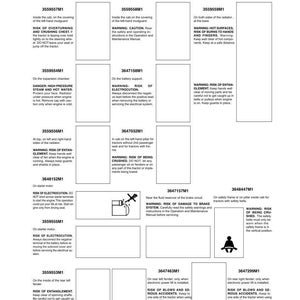 Puede incluir: Una p&aacute;gina de un manual titulada "INTRODUCCI&Oacute;N Trabajando en seguridad" con advertencias de seguridad y diagramas. Las advertencias incluyen riesgos de aplastamiento, quemaduras y enredos. La p&aacute;gina tiene diagramas y texto en negro.