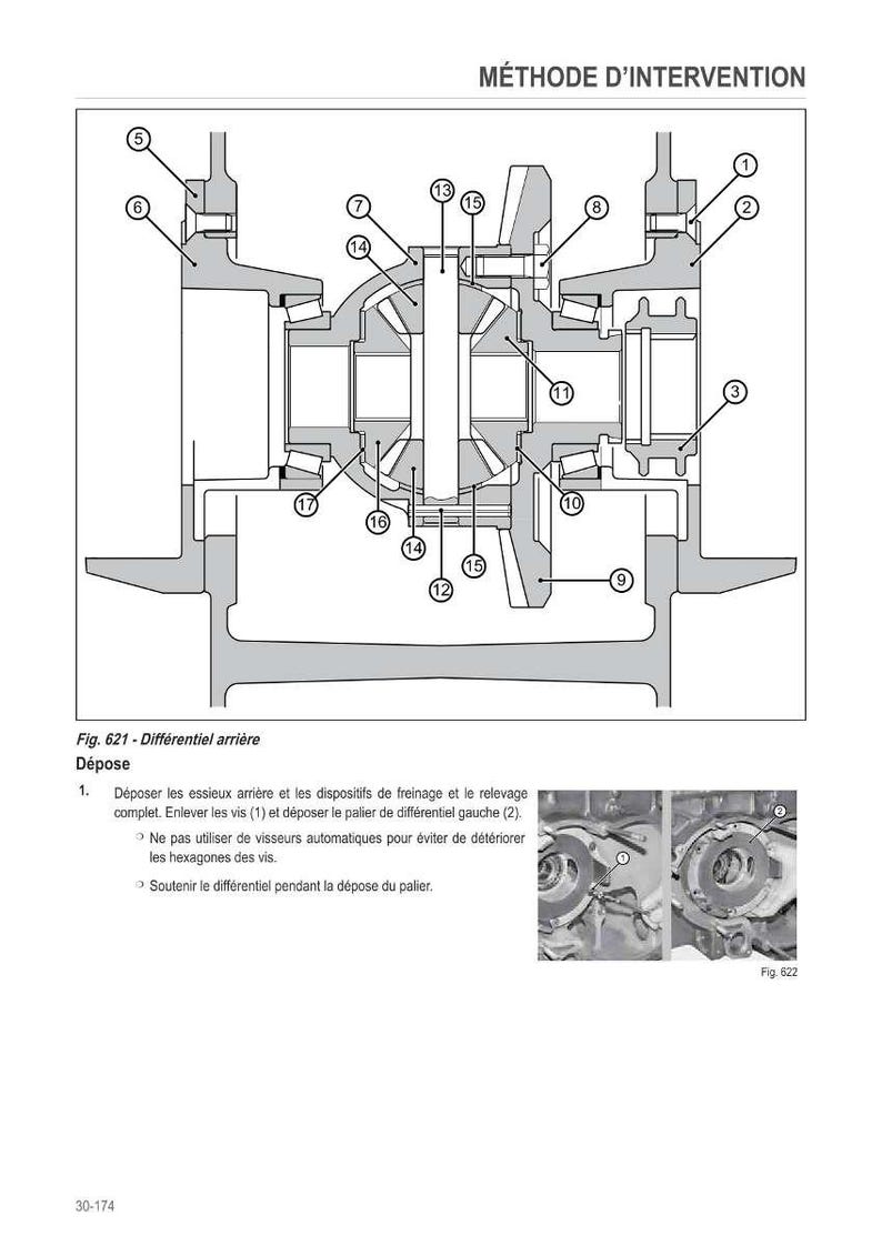 Op de afbeelding: Technische diagram van een mechanische component, mogelijk voor een auto, met genummerde onderdelen. De afbeelding bevat doorsneden en Franse tekst, wat wijst op een technisch handboek.