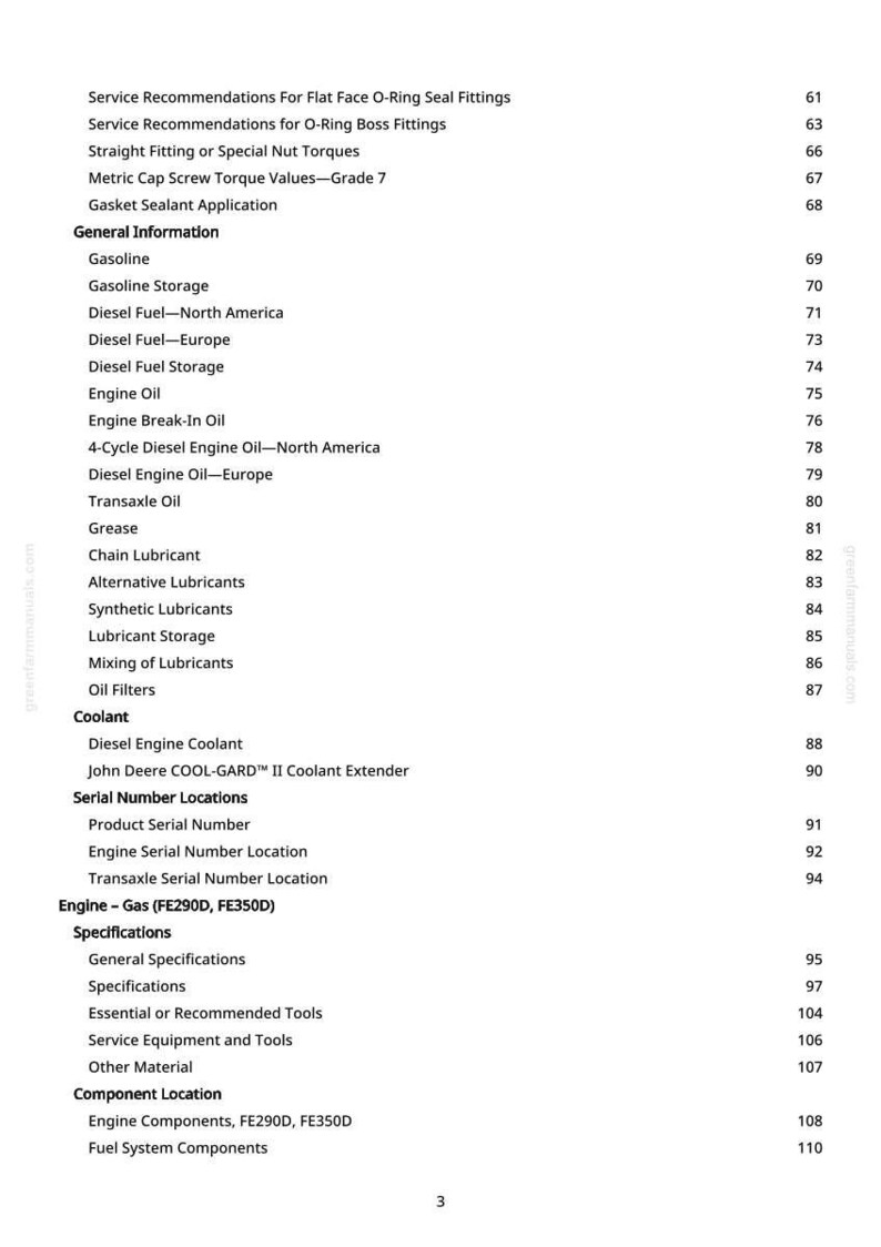 Pu&ograve; includere: Un documento con sfondo bianco che presenta un sommario di argomenti relativi ai motori. Gli argomenti includono "Benzina", "Olio motore" e "Liquido di raffreddamento". I numeri di pagina sono indicati a destra.