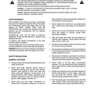 Puede incluir: Una p&aacute;gina de un manual con normas de seguridad, incluyendo advertencias y caracter&iacute;sticas generales. El texto incluye instrucciones para evitar accidentes y garantizar la operaci&oacute;n segura de la maquinaria. El documento tiene un s&iacute;mbolo de advertencia y est&aacute; fechado 01-2012.