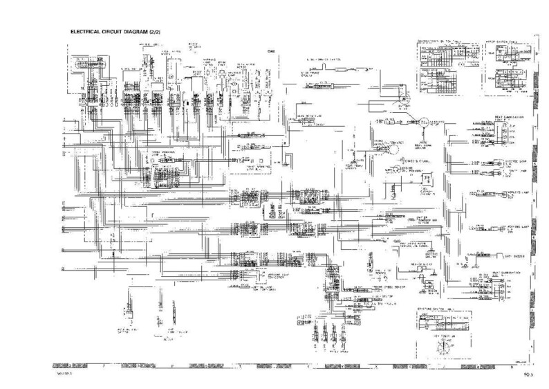 May include: An electrical circuit diagram (2/2) with numerous lines, symbols, and text. The diagram is in black and white, showing the intricate connections of an electrical system. The text "ELECTRICAL CIRCUIT DIAGRAM (2/2)" is at the top.