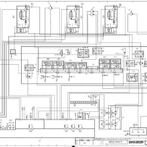 May include: A detailed technical diagram in black and white, featuring complex wiring, symbols, and components. The diagram includes various shapes, lines, and text labels, likely representing an electrical or mechanical system. The overall design is intricate and precise.
