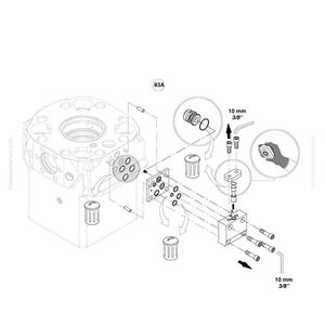 May include: An exploded diagram of a mechanical component, likely for machinery repair or maintenance. The image includes various parts, measurements of 10 mm (3/8 in), and the Komatsu logo. Text includes "JMHB360H" and "BM86807492".