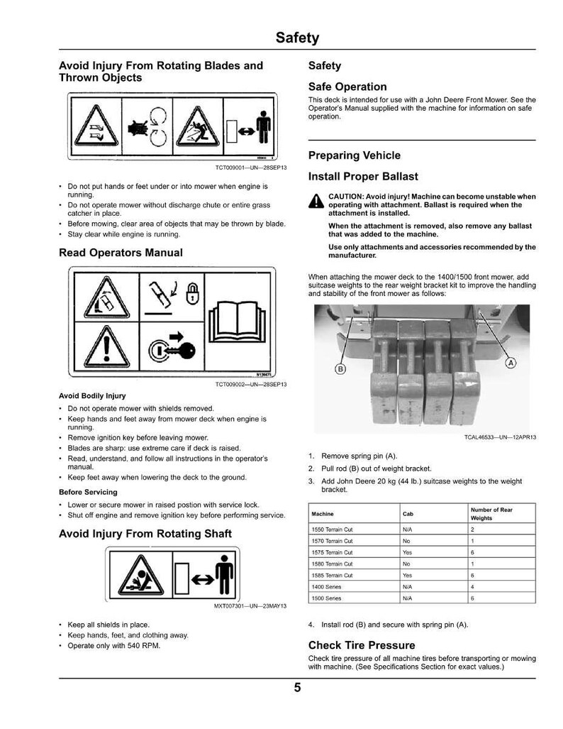 May include: A safety manual page with warnings about mower operation. Includes diagrams and instructions for safe use, such as avoiding rotating blades and thrown objects. Features text and illustrations.
