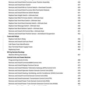 May include: A white page detailing automotive repair procedures. The text lists instructions for removing and installing sensors, switches, and control units. The page also includes information on fuses, relays, and wiring harness routings.