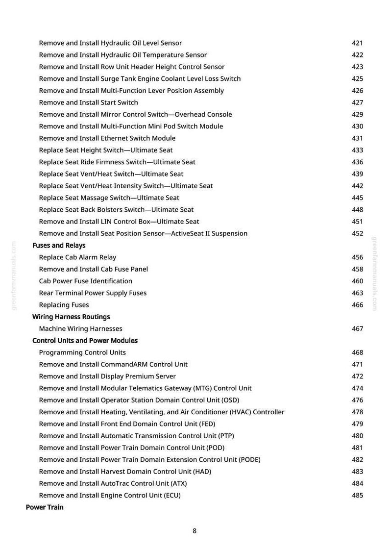 May include: A white page detailing automotive repair procedures. The text lists instructions for removing and installing sensors, switches, and control units. The page also includes information on fuses, relays, and wiring harness routings.